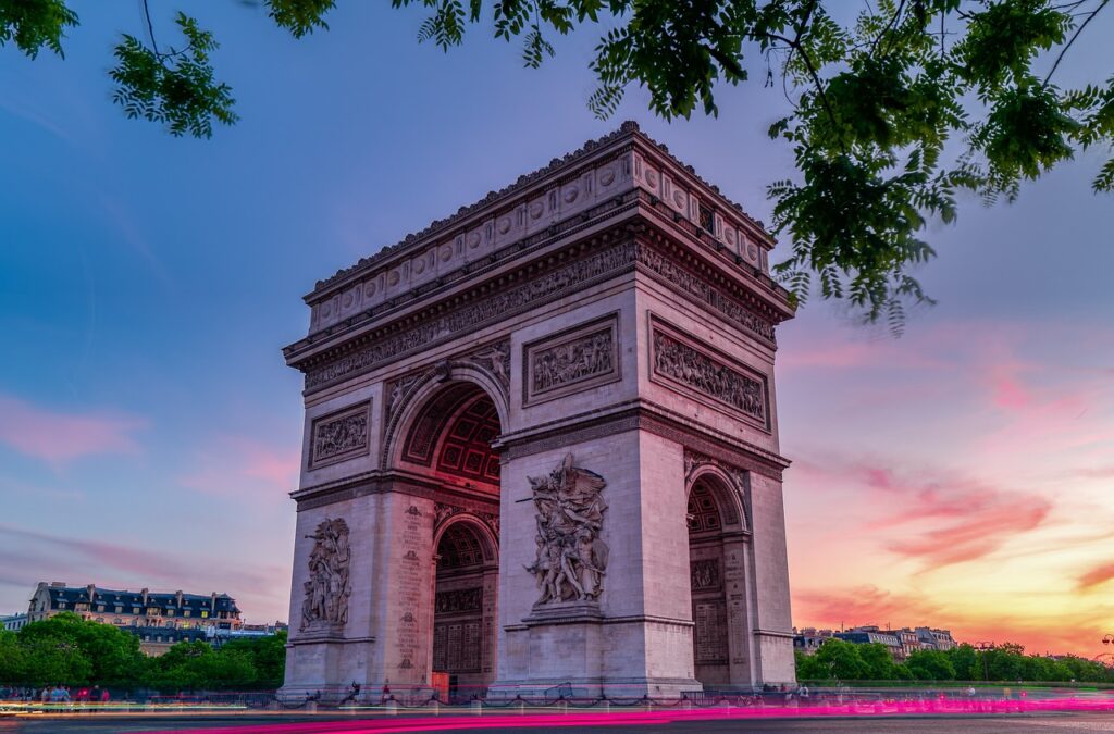 arc de triomphe, monument, paris, landmark, architecture, triumphal arch, city, urban, sunset, twilight, nature, dusk, night, paris, paris, paris, paris, paris